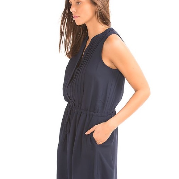Gap Navy Pin-tuck Sleeveless Tie-Waist Dress - Picture 4 of 5